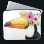 Tropical Halo - Toucan Laptop Sleeve<br><div class="desc">Tropical Halo III" by Grace Popp. Features a Toucan bird wearing flowers.</div>
