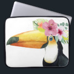 Tropical Halo - Toucan Laptop Sleeve<br><div class="desc">Tropical Halo III" by Grace Popp. Features a Toucan bird wearing flowers.</div>