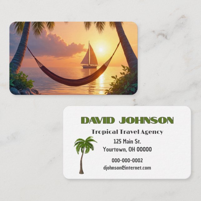 Tropical Hammock For Travel Agent Business Card (Front/Back)