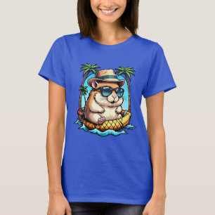 Tropical Hamster in Pineapple Floaty Cute Summer  T-Shirt