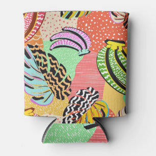 Tropical Hand Drawn Artwork Patchwork Can Cooler