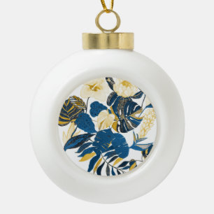 Tropical Hand Drawn: Creative Seamless Pattern Ceramic Ball Christmas Ornament