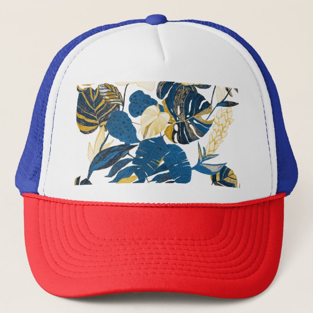 Tropical Hand Drawn: Creative Seamless Pattern Trucker Hat (Front)