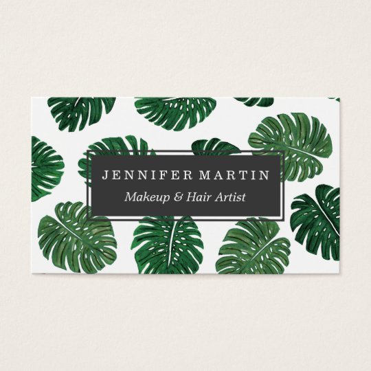 Tropical Hand Painted Swiss Cheese Plant Leaves Business Card | Zazzle.co.uk