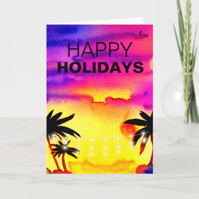 Tropical Happy Holiday Christmas Card (Front)