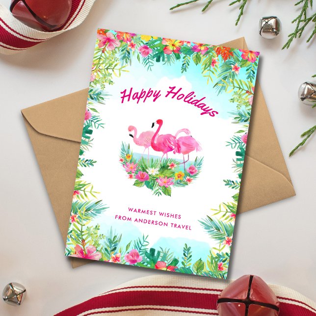 Tropical Happy Holidays Business Holiday Card (Creator Uploaded)
