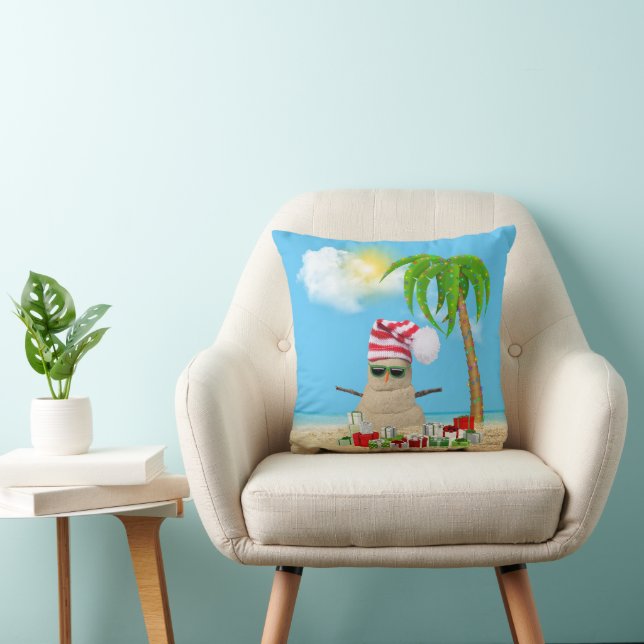 Tropical Happy Holidays Sand Man Cushion (Chair)