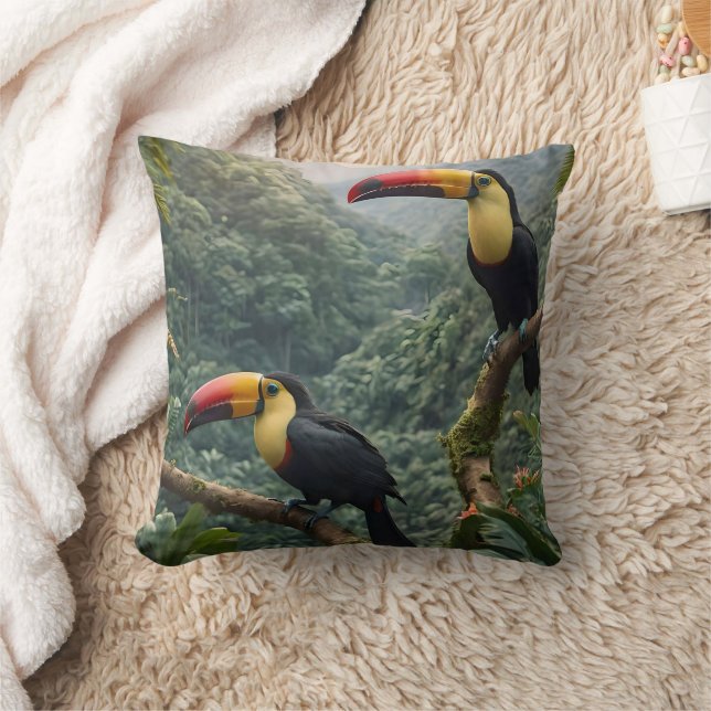 Tropical Harmony: Two Toucans in the Canopy Cushion (Blanket)