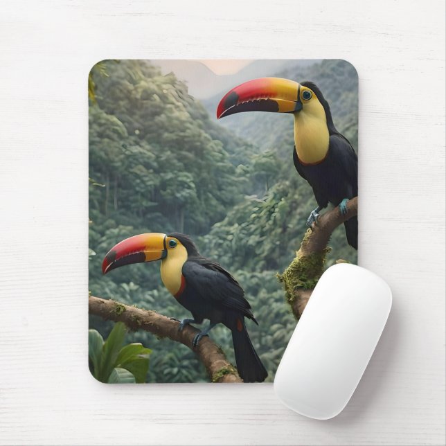Tropical Harmony: Two Toucans in the Canopy Mouse Mat (With Mouse)