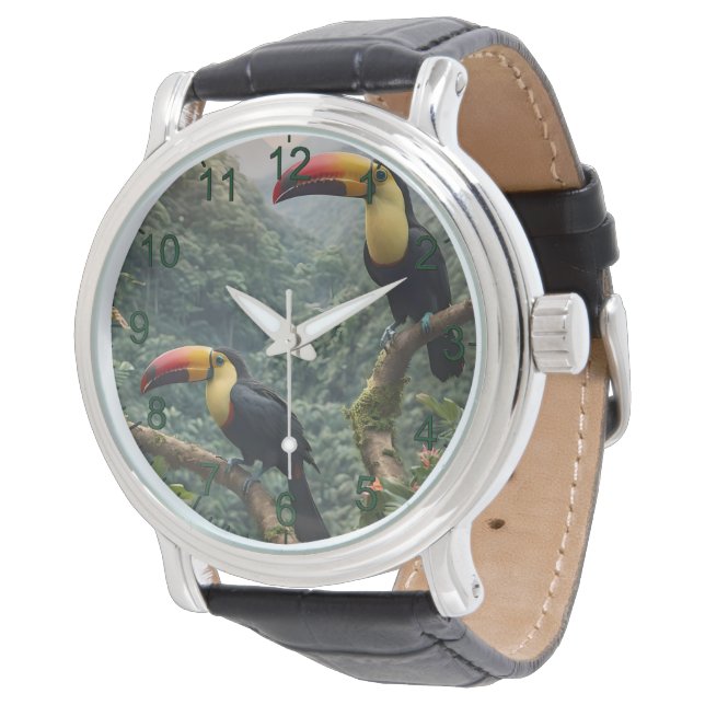 Tropical Harmony: Two Toucans in the Canopy Watch (Angled)