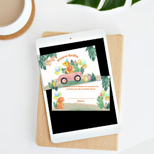 Tropical Hatching Dino Diaper Raffle Baby Shower Enclosure Card