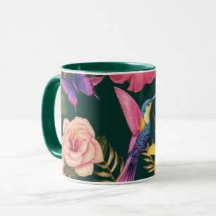 Tropical Haven: Floral and Bird Design Mug (11 oz)