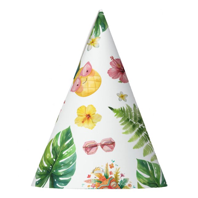Tropical Hawaii Aloha Birthday party Hat (Left)