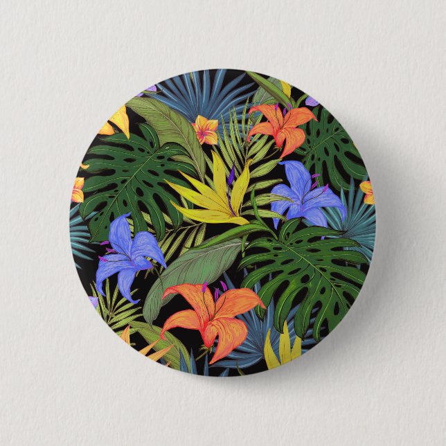 Tropical Hawaii Aloha Flower Graphic 6 Cm Round Badge (Front)
