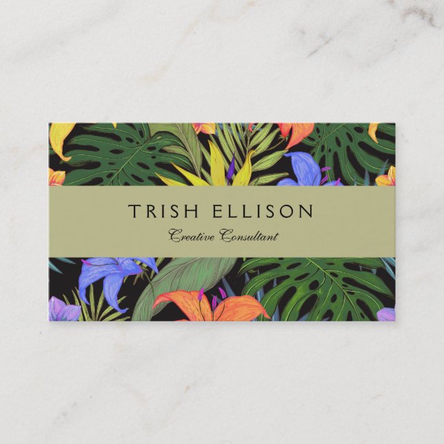 Tropical Hawaii Aloha Flower Graphic Business Card (Front)