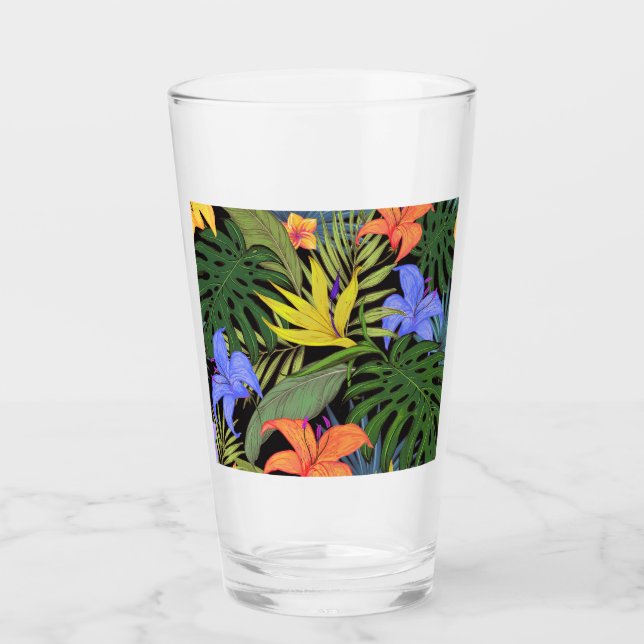 Tropical Hawaii Aloha Flower Graphic Glass (Front)
