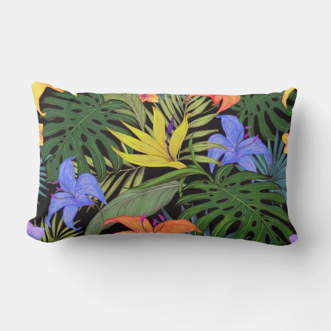 Tropical Hawaii Aloha Flower Graphic Lumbar Cushion (Front)