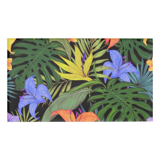 Tropical Hawaii Aloha Flower Graphic Name Tag (Front)