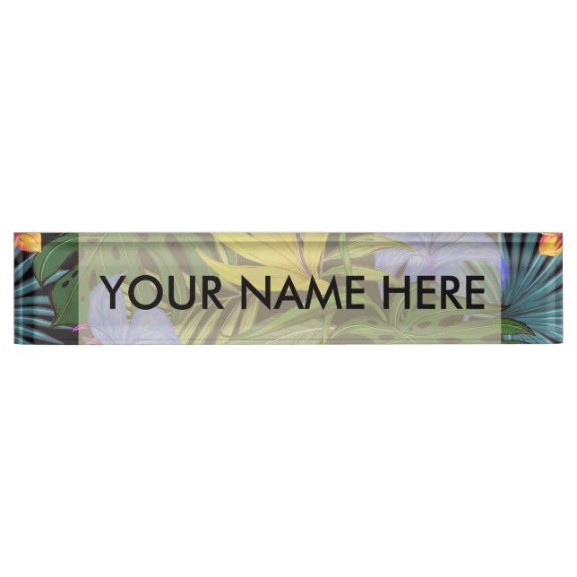 Tropical Hawaii Aloha Flower Graphic Nameplate (Front)