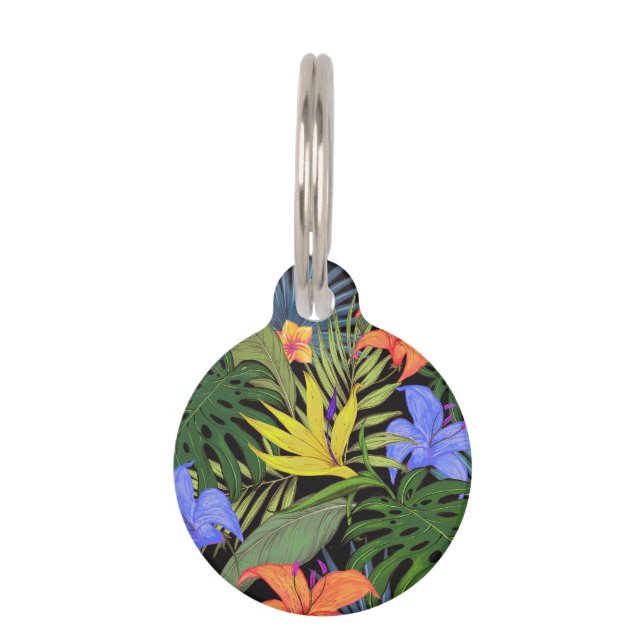 Tropical Hawaii Aloha Flower Graphic Pet Tag (Front)