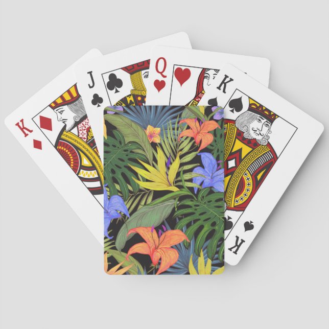 Tropical Hawaii Aloha Flower Graphic Playing Cards (Back)