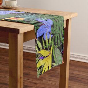 Tropical Hawaii Aloha Flower Graphic Short Table Runner