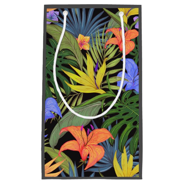 Tropical Hawaii Aloha Flower Graphic Small Gift Bag (Front)