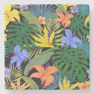 Tropical Hawaii Aloha Flower Graphic Stone Coaster
