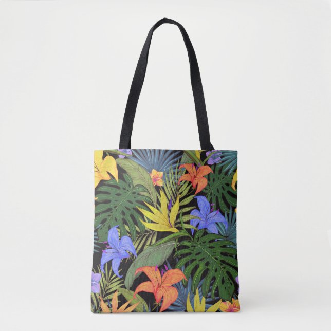 Tropical Hawaii Aloha Flower Graphic Tote Bag (Front)