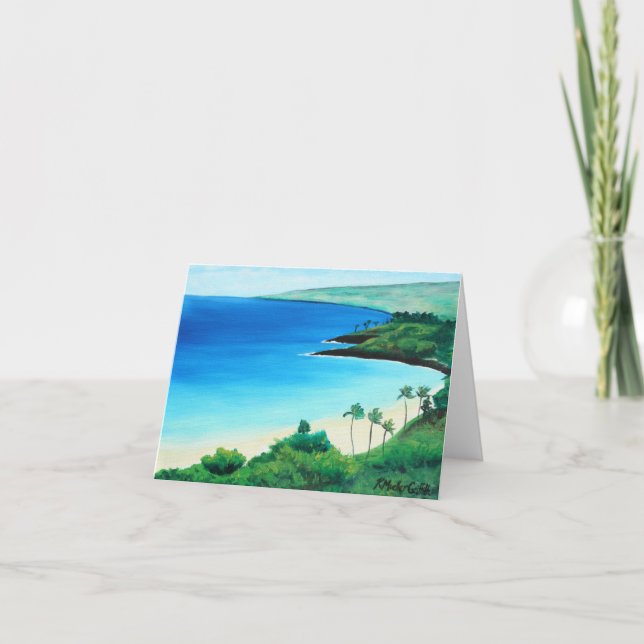 Tropical Hawaii Beach Art Notecard (Front)