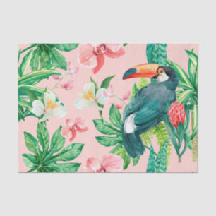 Tropical Hawaii birds floral watercolor pattern Tissue Paper