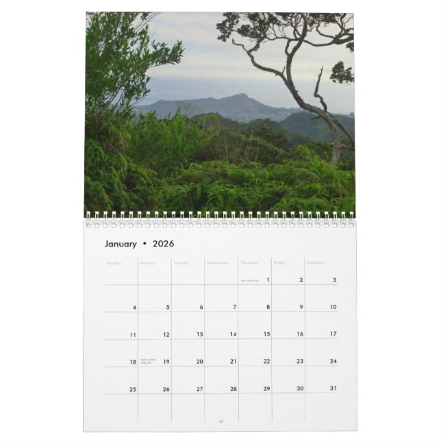Tropical Hawaii Calendar (Jan 2026)