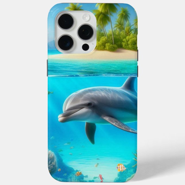 Tropical/Hawaii colourful underwater dolphin Case-Mate iPhone Case (Back)