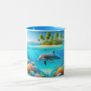 Tropical/Hawaii colourful underwater dolphin Mug