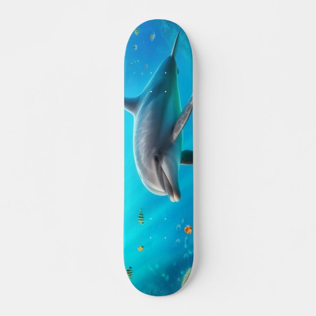 Tropical/Hawaii colourful underwater dolphin Skateboard (Front)