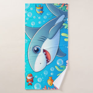 Tropical/Hawaii colourful underwater shark & turtl Bath Towel