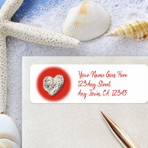 Tropical Hawaii Coral Heart Red Script Address