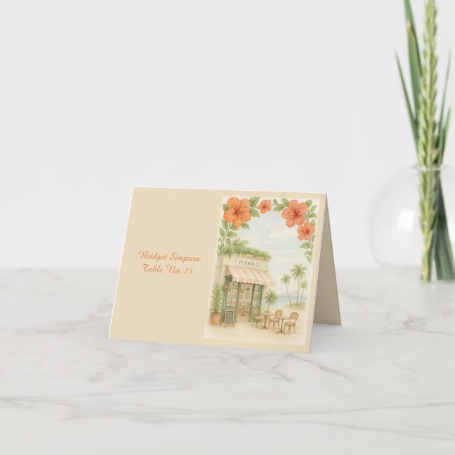 Tropical Hawaii Destination Wedding guest card (Front)