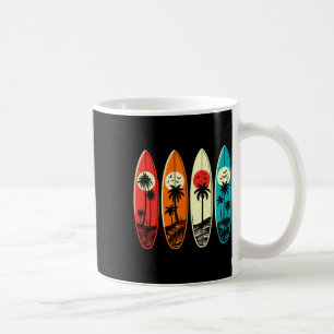 Tropical Hawaii Palm Surfing Beach Surfboard Retro Coffee Mug