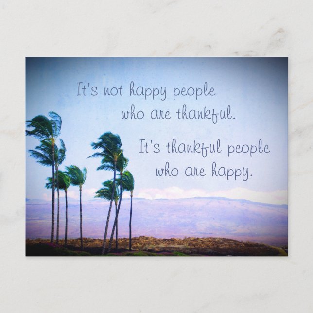 Tropical Hawaii Palm Trees Thankful People Quote  Postcard (Front)