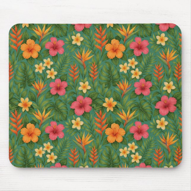Tropical/Hawaii patterned floral Mouse Mat (Front)