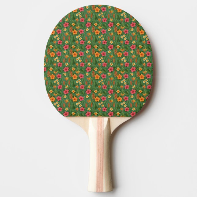 Tropical/Hawaii patterned floral Ping Pong Paddle (Front)