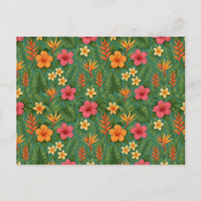 Tropical/Hawaii patterned floral Postcard (Front)