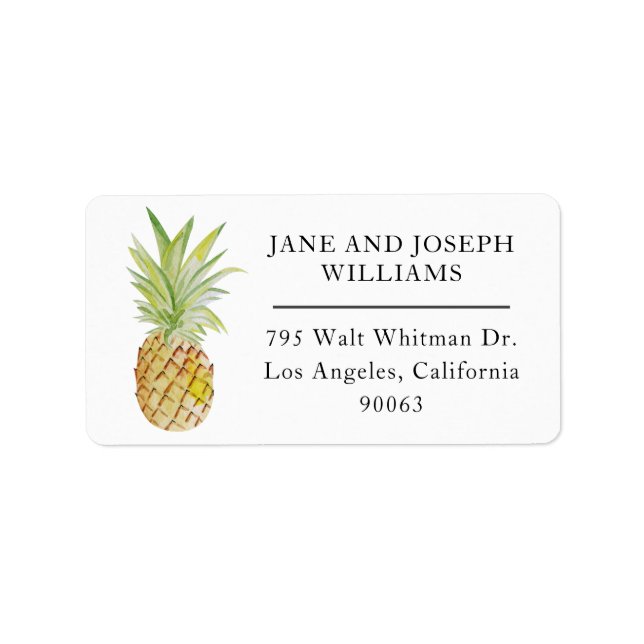 Tropical Hawaii Pineapple Return Address Label (Front)
