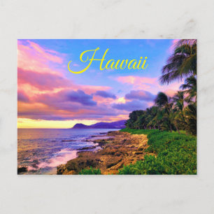 Tropical Hawaii Seashore Sunset Postcard