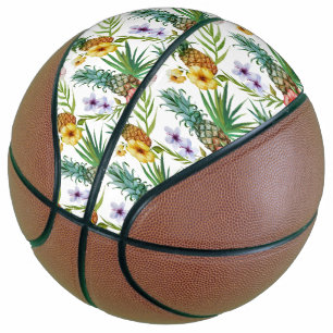 Tropical hawaii theme watercolor pineapple pattern basketball