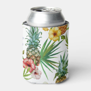 Tropical hawaii theme watercolor pineapple pattern can cooler
