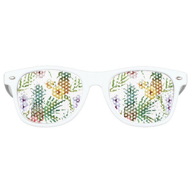 Tropical hawaii theme watercolor pineapple pattern retro sunglasses (Front)