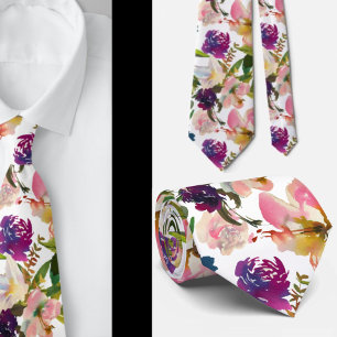 Tropical Hawaii Unicorn Roses Floral Neck Tie