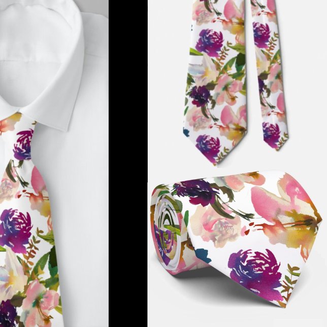 Tropical Hawaii Unicorn Roses Floral Neck Tie (Creator Uploaded)
